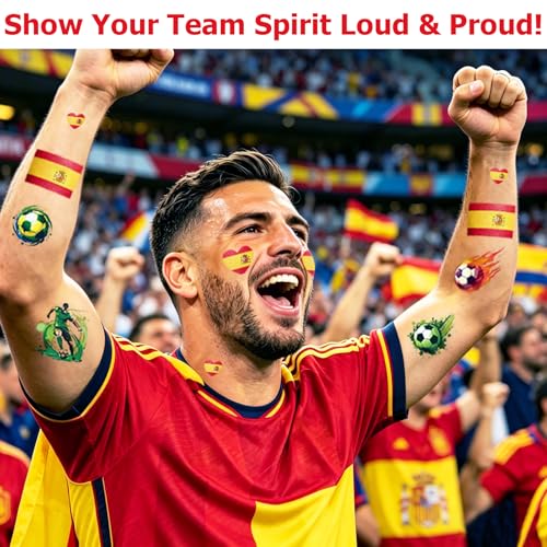 Spain World Cup 2026 Temporary Tattoos 10Pcs Waterproof Face Body Stickers