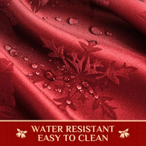 Christmas Jacquard Rectangle Tablecloth 60x84 Inch - Flower Red Variation