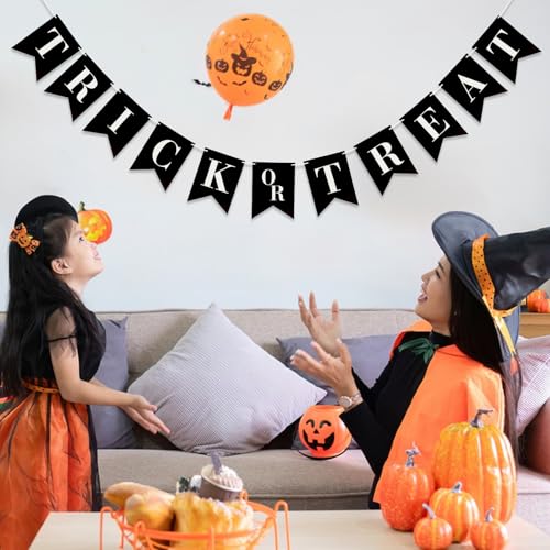 JijAcraft Halloween Trick or Treat Paper Banner - Pre-Strung Decor
