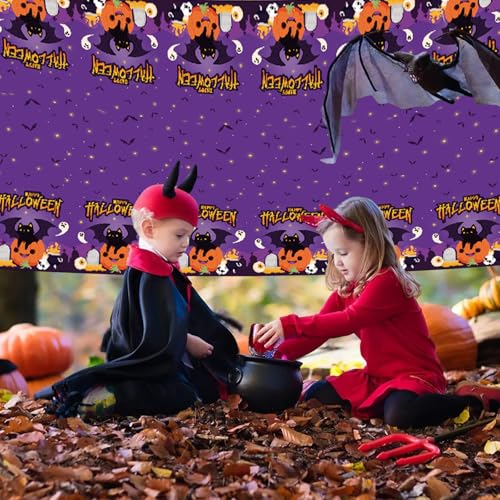 CAVETEE Halloween Tablecloth Set - 3 Pack with Pumpkin & Ghost Design