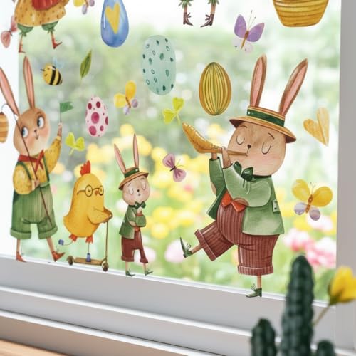 Easter Window Clings Set - 125 Reusable Static Stickers for Kids