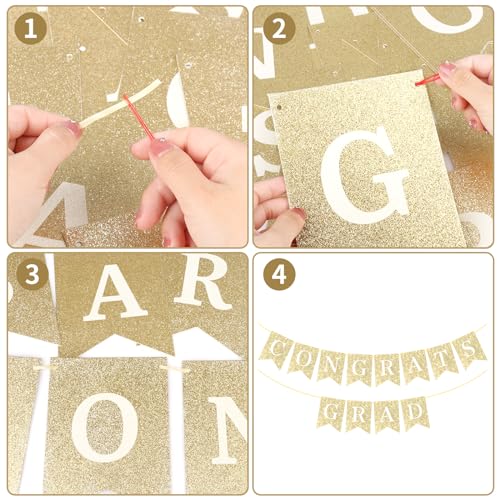 Gold Graduation Banner - Class of 2026 Congratulations Decorations