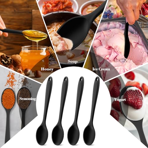 Libemskix Black Silicone Spoons Set - 4 Pcs Large Cooking Utensils