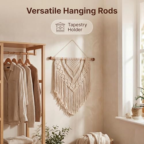 Whimamore Solid Wood Dowel Rods for Closet & Tapestry Hanging, 4-Piece Set