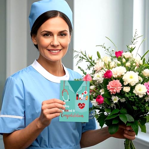 Elegant Nurse Graduation Card with Envelope & Stickers - 5x7