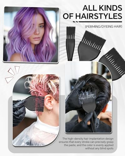 BARBERTOP 3 Pack Hair Color Brush Set for Salon & Home DIY Dyeing