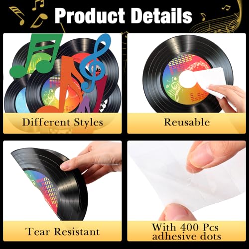 39 Pcs Music Party Decorations - Retro Musical Notes & Vinyl Record Cutouts