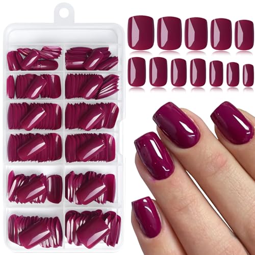 AddFavor Short Square Press on Nails - 240pcs Purple False Nails Kit