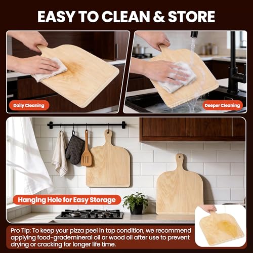 Gicyiit 11-Inch Wooden Pizza Peel with Beveled Edge for Easy Launching
