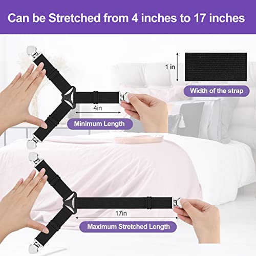 Adjustable Bed Sheet Fasteners - 4PCS Triangle Strap Clips