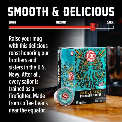 Fire Department Coffee Shellback Espresso K-Cup Pods - 12 Count