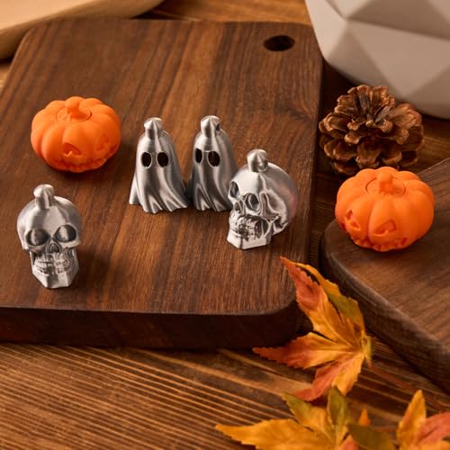 Mostop 6 PCS Halloween Ghost Ornaments Plastic Mini Pumpkin Skull Decor