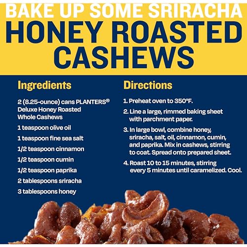 Plant-Based Honey Roasted Cashews 8.25 oz - Deluxe, Kosher, Crunchy Snack