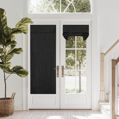 NICETOWN 100% Blackout Door Curtains for Window, Black, 1 Panel