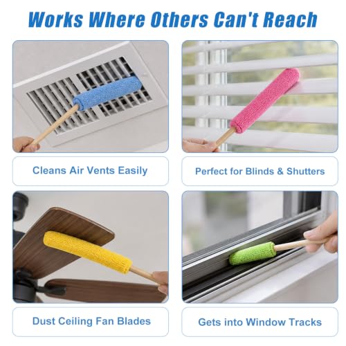 Honeydak 6 Pcs Microfiber Detail Duster Sticks - Mini Crevice Cleaning Tools