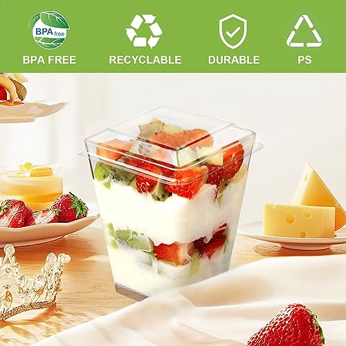 20 Pack 5oz Plastic Dessert Cups with Lids & Spoons - Parfait, Pudding, Fruit