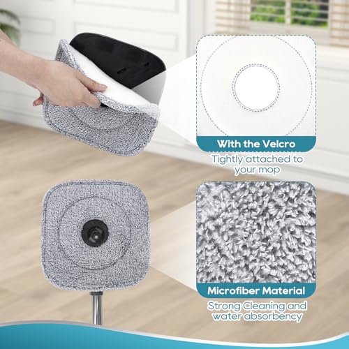 Microfiber Mop Pads for True & Tidy Spin Mop - 9" Square Refill, 4 Pack