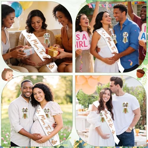 Woodland Baby Shower Decorations Mom to Be Sash and Corsage Pins Set