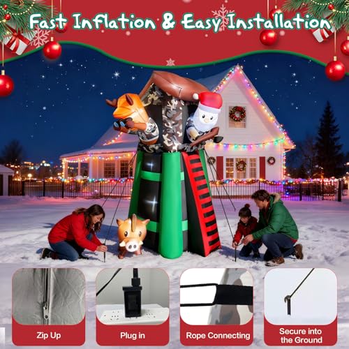 8 FT Christmas Inflatable Decorations Hunting Santa and Deer Outdoor