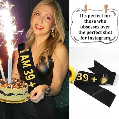 CIEHER 40th Birthday Sash - Black Satin with Gold Foil