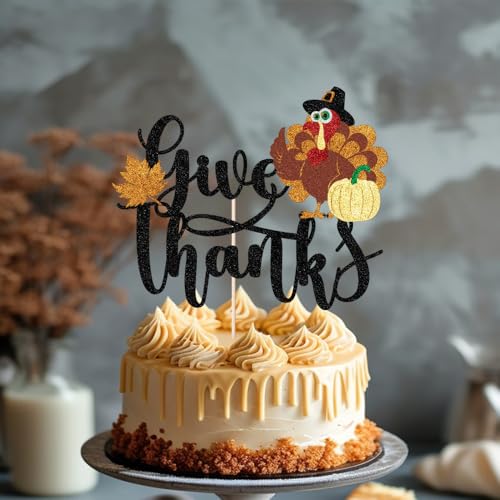 Florcmet Thanksgiving Cake Topper - Pumpkin Turkey Fall Party Decor