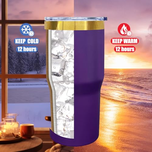 Purple 20 oz Stainless Steel Tumbler with Lid & Straw - Bulk Set of 6