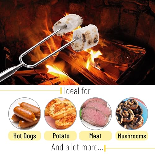 UNCO 32" Extendable Marshmallow Roasting Sticks - 5 Pack with Wood Handles