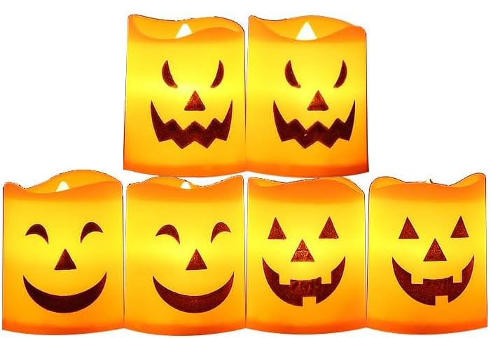 Mingkeda Halloween Flameless Candles - Durable Plastic Party Lights (6 Pack)