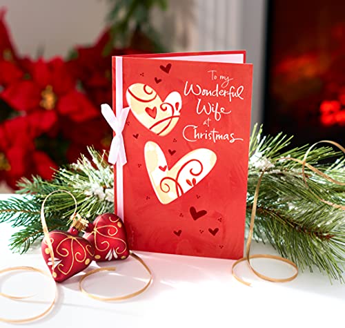 My Truest Blessing Christmas Card for Wife - Romantic Holiday Greeting with Hearts & Ribbon