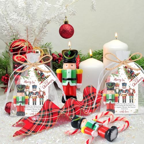 Nutcracker Christmas Candle Set - 24 Bulk Wax Candles with Blessing Cards - Variation 97