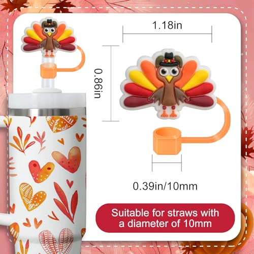Thanksgiving Turkey Straw Covers - 4 Pack Silicone Caps for Stanley 30 & 40 Oz