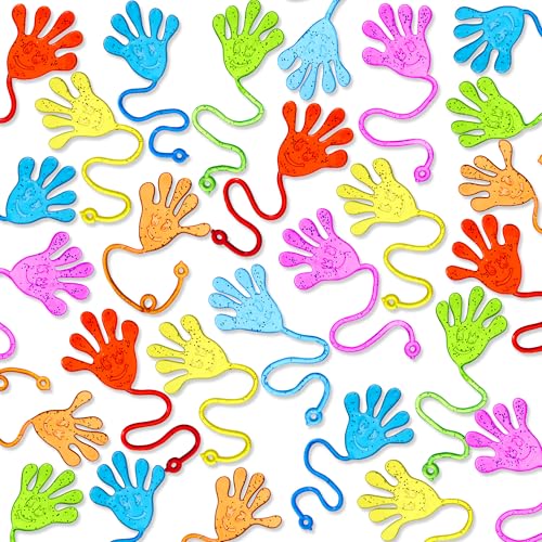 JOYIN 120Pcs Glitter Sticky Hands - Colorful Party Favors
