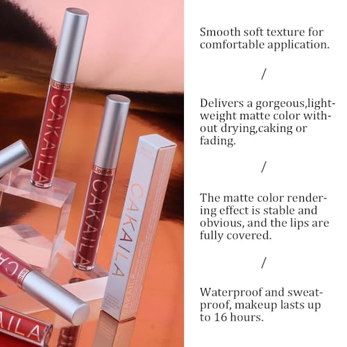CAKAILA Dark Purple Matte Liquid Lipstick Long Lasting Waterproof