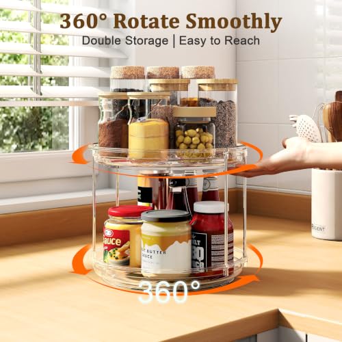 9.25" Double-Tier Lazy Susan Turntable Organizer for Kitchen & Bathroom