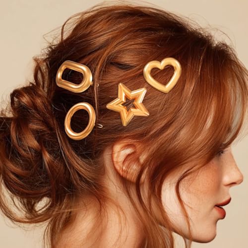 JONKY Gold Geometric Metal Hair Barrettes - 4 Piece Minimalist Set