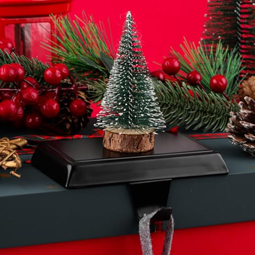Black Christmas Stocking Holders Set of 4 Metal Mantle Hooks Fireplace Decor