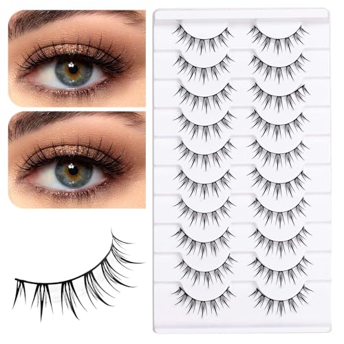 Natural False Eyelashes 10 Pairs Reusable Soft Cotton Band Strip Lashes