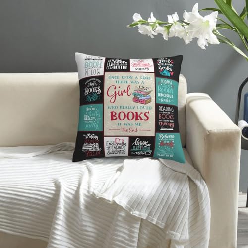 Book Lovers Pillowcase 18" x 18" - Literary Gift for Readers