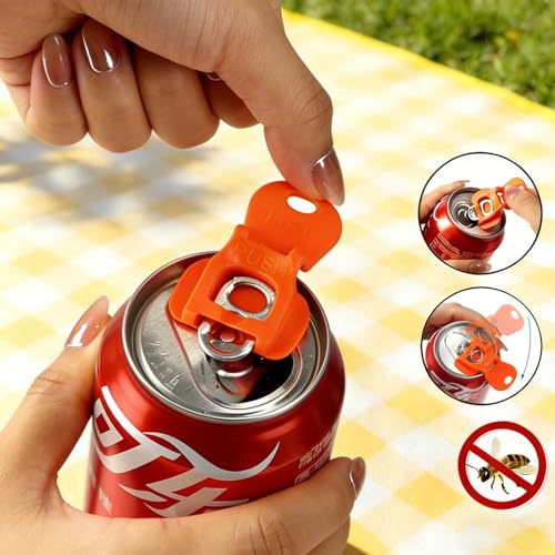 ZACI 2-in-1 Hand Soda Can Opener and Leak-Proof Drink Protector Cap, 6-Pack
