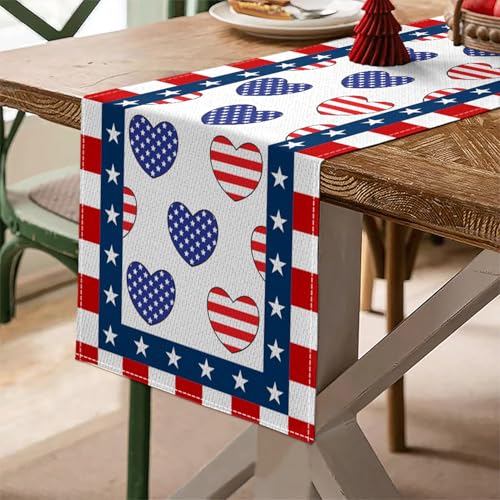 4th of July Table Runner - Patriotic Memorial Day Decor, 13x72 inches