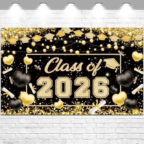 Class of 2026 Graduation Banner Backdrop with Tassel - 5.9 x 3.6 ft