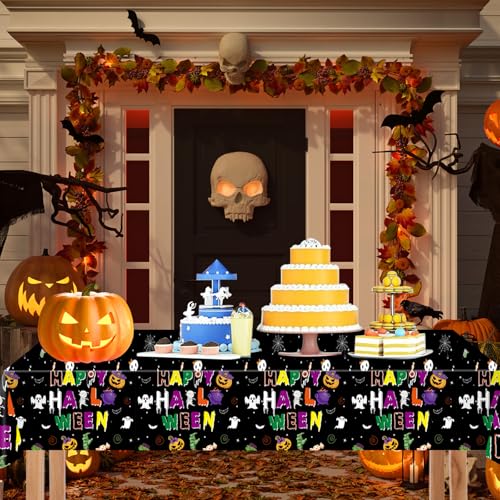 Disposable Halloween Tablecloth Black Plastic Rectangle Table Cover