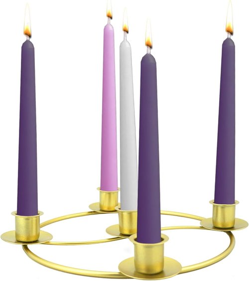 Advent Wreath Candle Holder - Elegant Gold Design for Tapered Candles | Perfect for Christmas Decor