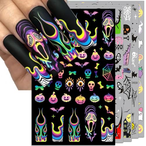 IDDFEVE Halloween Nail Art Stickers 3D Self-Adhesive Decals - 5 Sheets