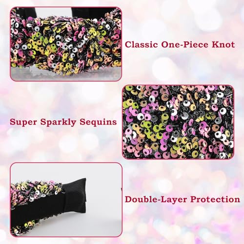Sequin Knotted Headband for Women and Girls - Sparkly Wide Hair Accessory