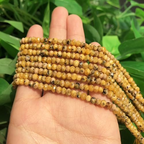 Natural Yellow Speckled Gemstone Beads 3x5mm 2 Strings for Jewelry Making