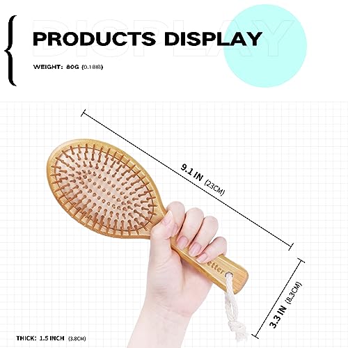 Combetter Natural Bamboo Hair Brush for Scalp Massage and Anti-Frizz