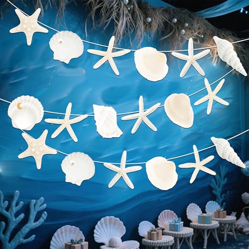 3-Piece Coastal Seashell & Starfish Hanging Banner Set for Beach Party