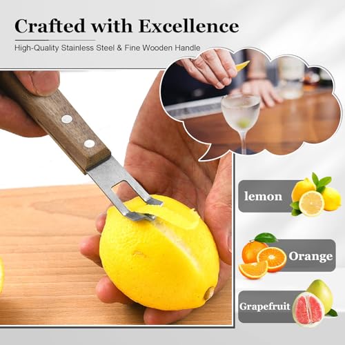 Citrus Peeler with Walnut Handle - Channel Knife for Cocktails