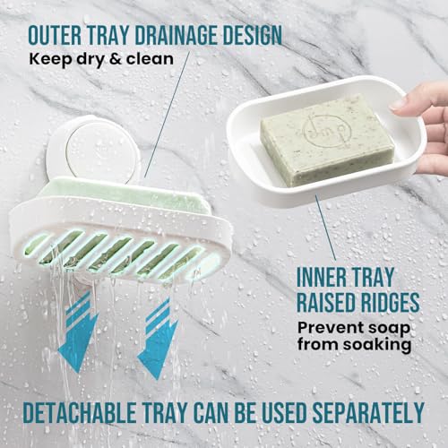 TAILI White 1-Tier Suction Cup Soap Holder for Shower